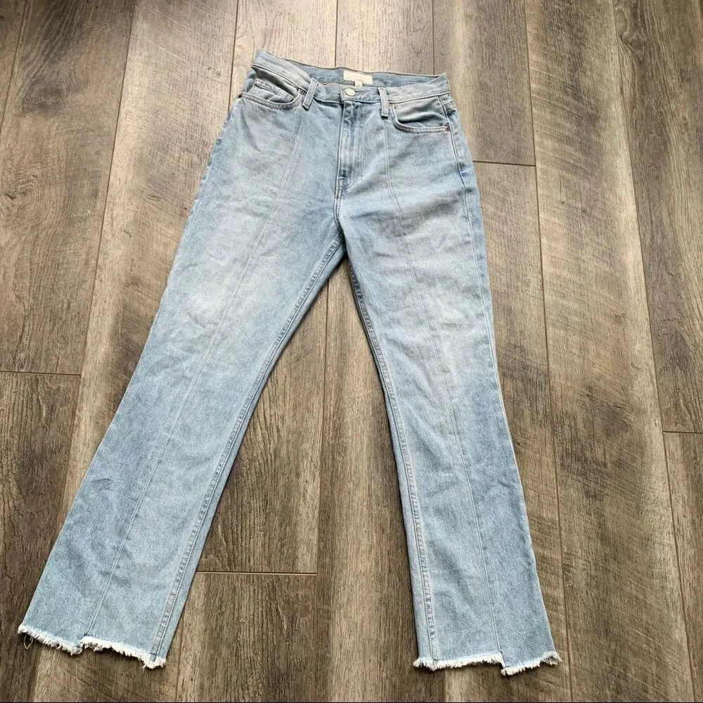 Joie Charan Raw Hem High Rise Straight Jeans Light Wash Size 26